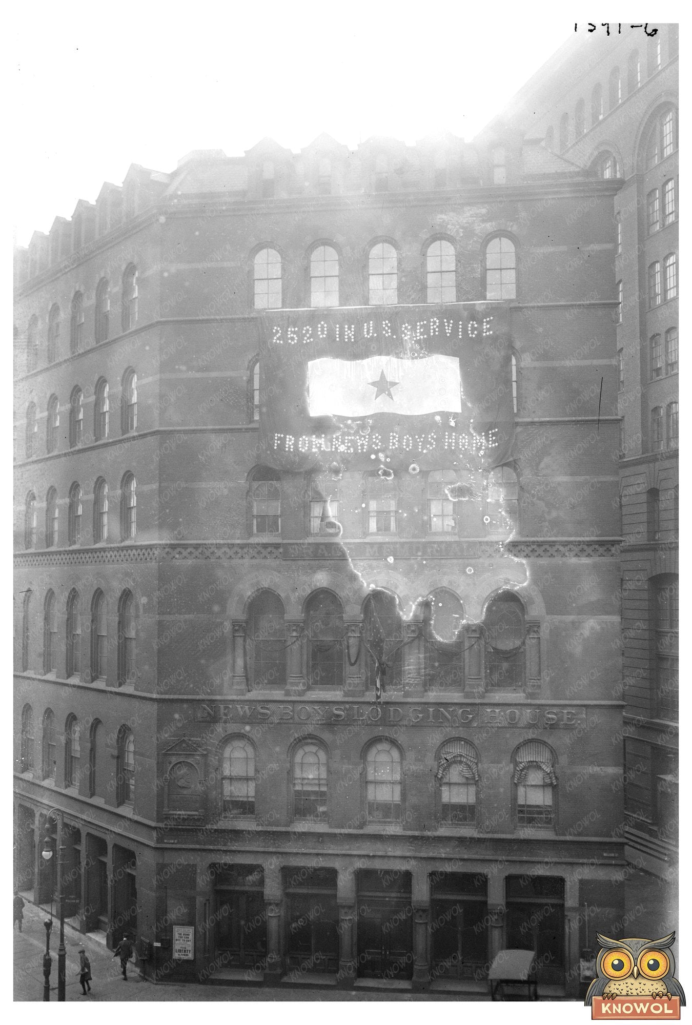 Historic News Boys Home with Service Banner, 1917