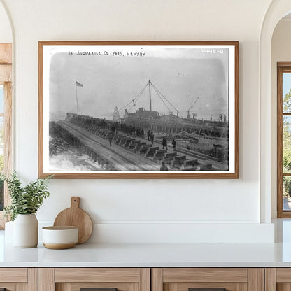 Submarine Yard in Newark: A 1917 Winter Scene