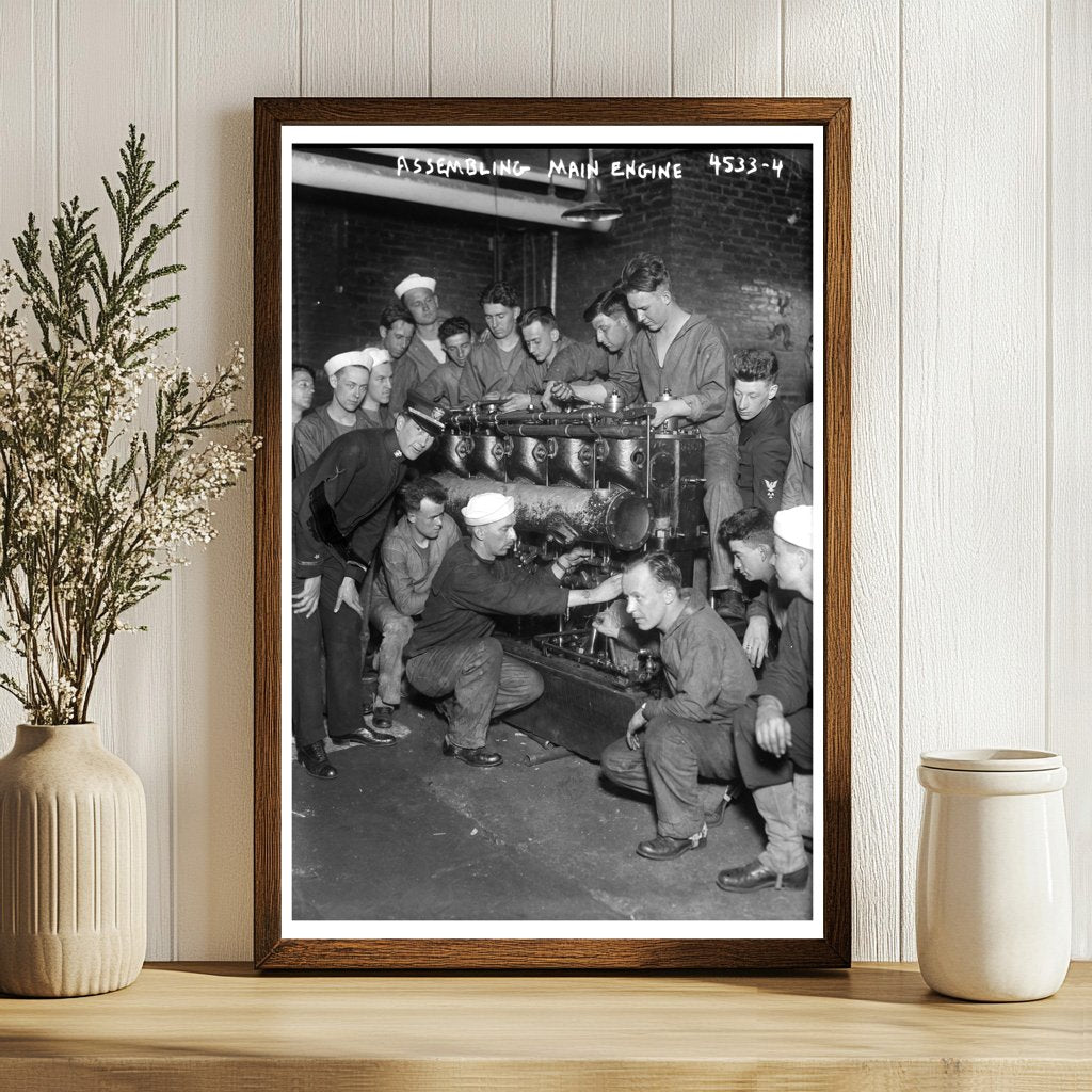 Industrial Revolution: Workers Assembling a Main Engine