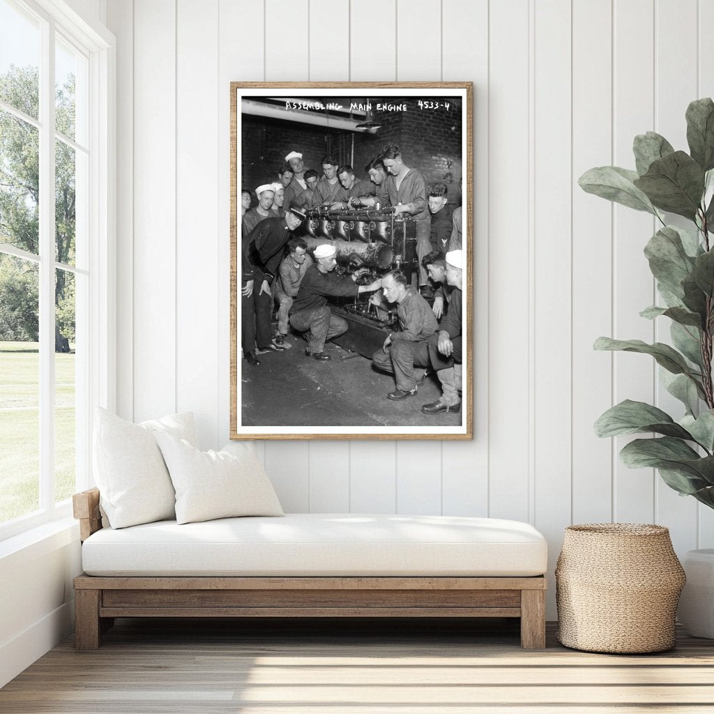 Industrial Revolution: Workers Assembling a Main Engine