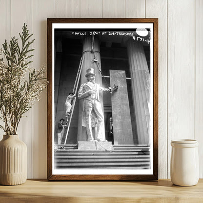 Uncle Sam Stands Guard at Sub-Treasury, 1918