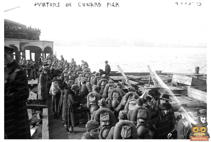 Historic Aviators at Cunard Pier, 1918 Moment