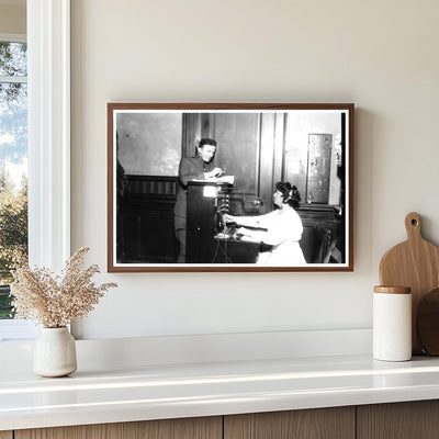 Vintage 1920s Telephone Operator with Caller