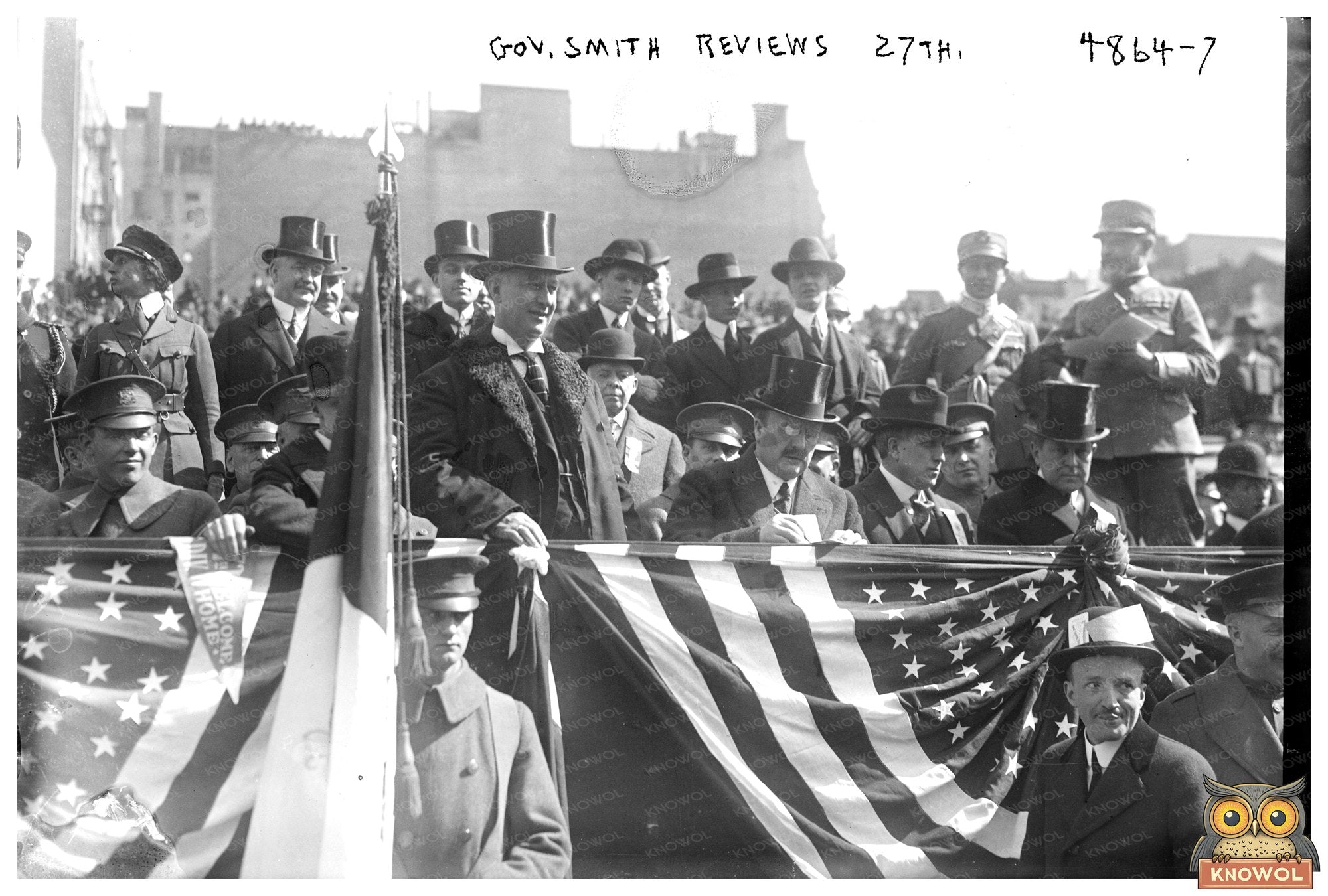 Governor Smith Evaluates Brave 27th Unit, 1919