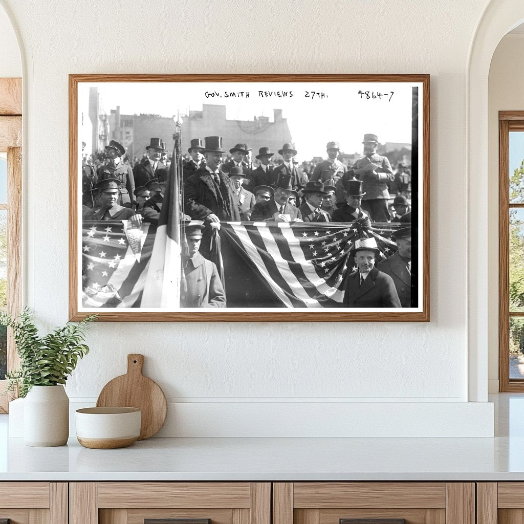 Governor Smith Evaluates Brave 27th Unit, 1919