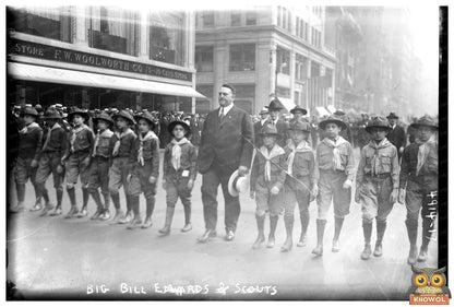 1919 Big Bill Edwards with Young Scouts Portrait