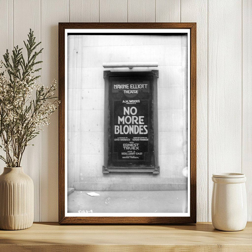 1920 Maxine Elliott Theater Marquee: No More Blondes