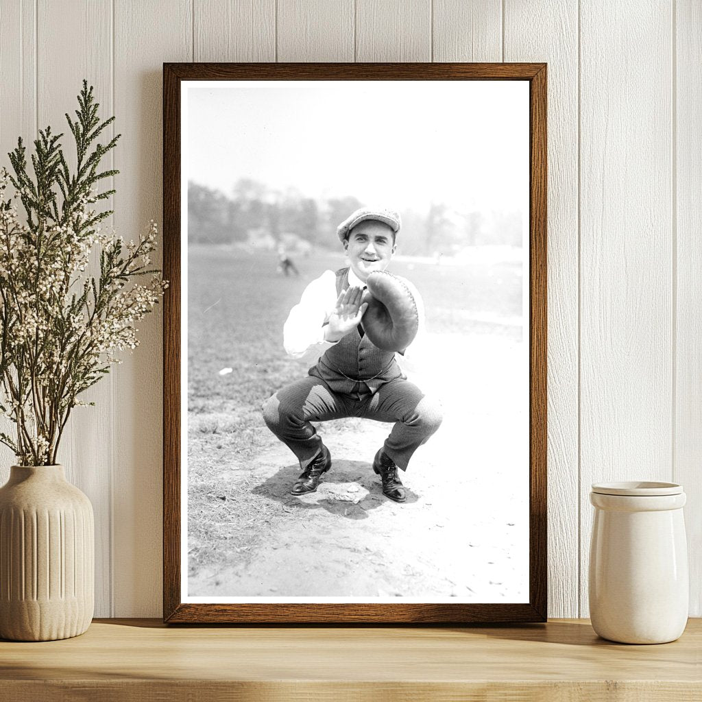 1915-1920 Vintage Baseball Catcher in Action