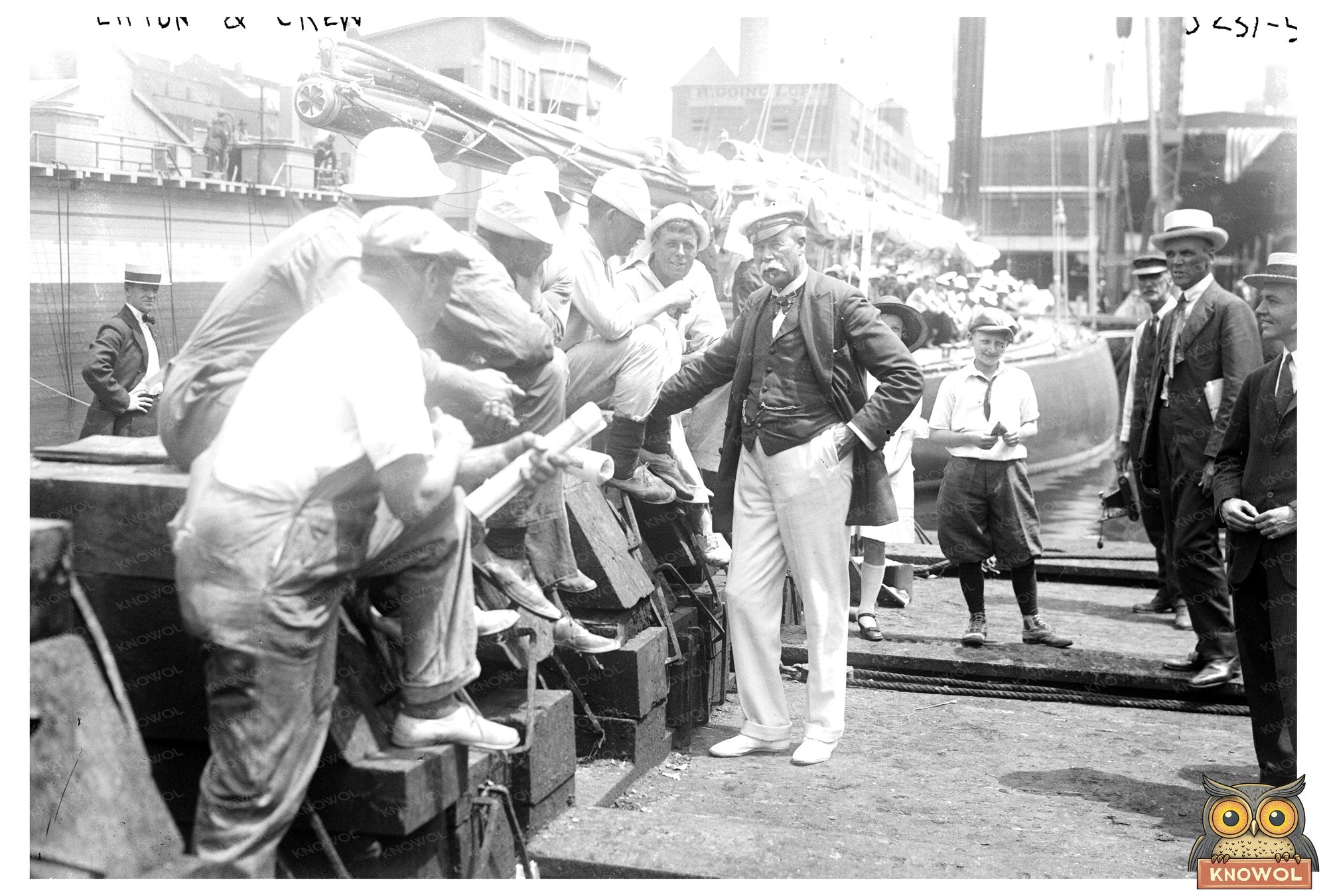 1920 Vintage Crew Celebrating Sailboat Triumph