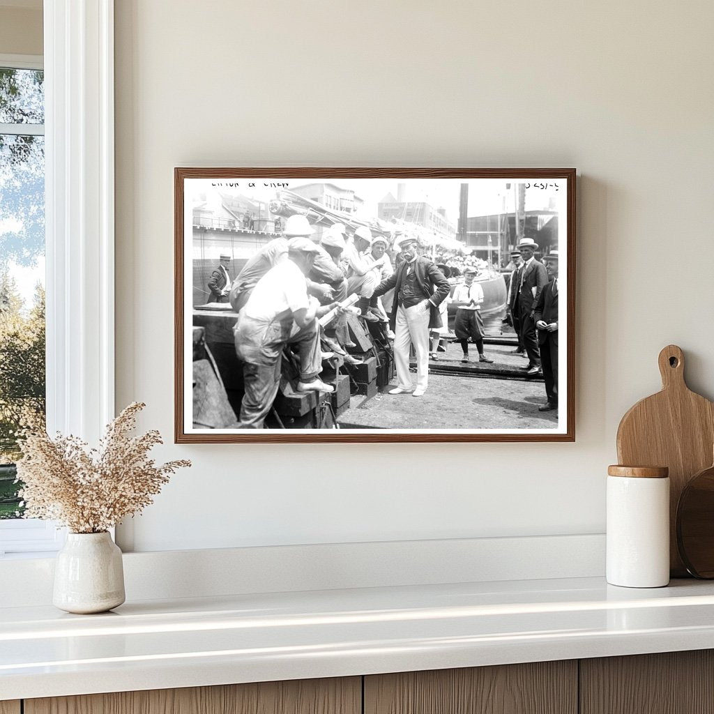 1920 Vintage Crew Celebrating Sailboat Triumph