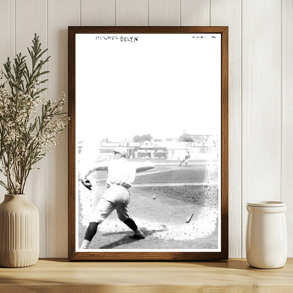 1920 Brooklyn Baseball Star: Bill McCabe in Action