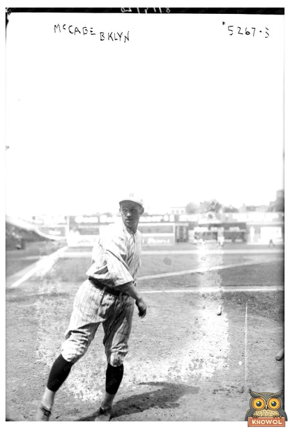 1920 Brooklyn Baseball Star: Bill McCabe Action Shot