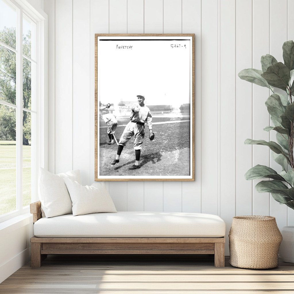 1920 Brooklyn Baseball Star: Ed Konetchy Action Shot