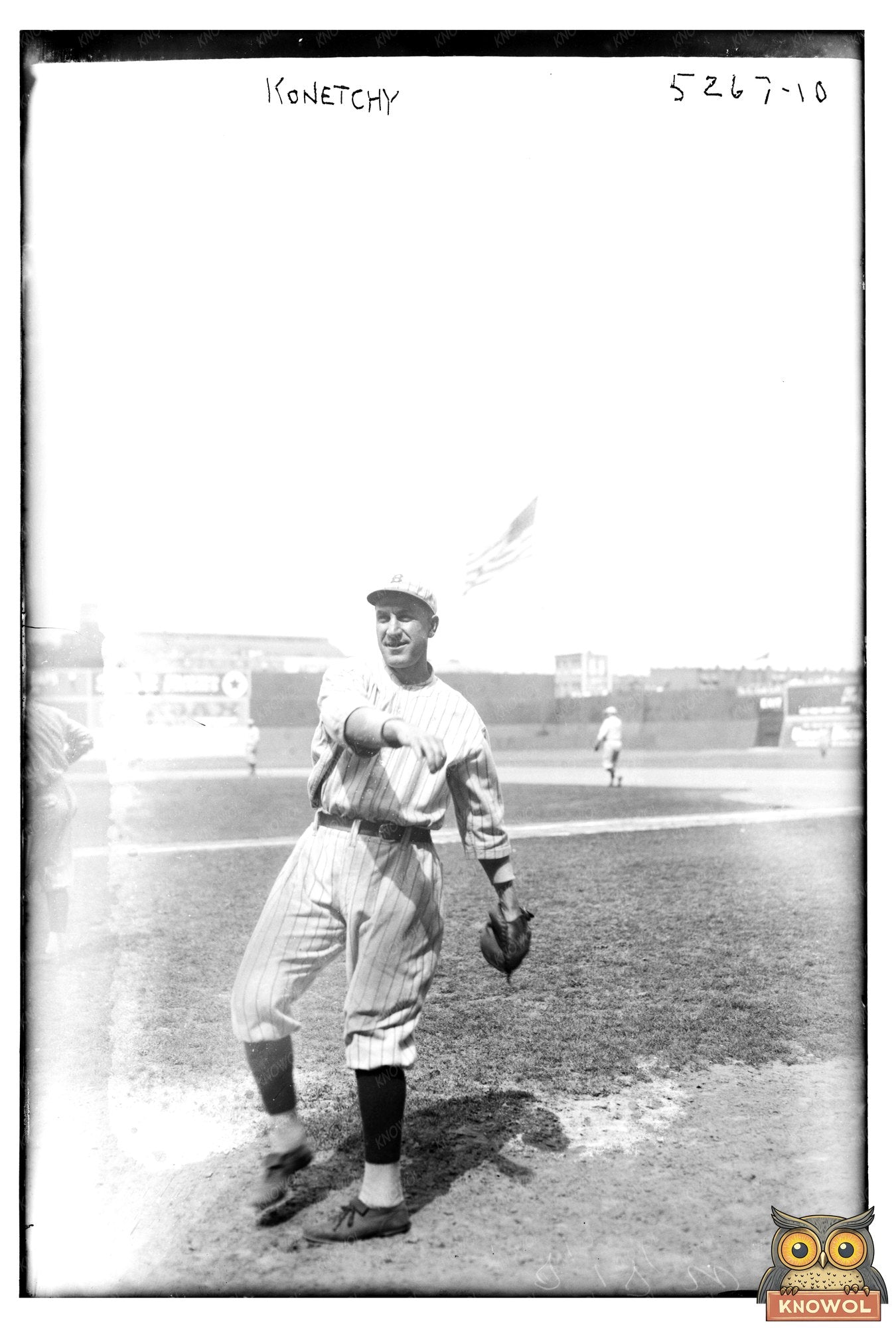 1920 Brooklyn NL Baseball Star First Baseman Action Shot