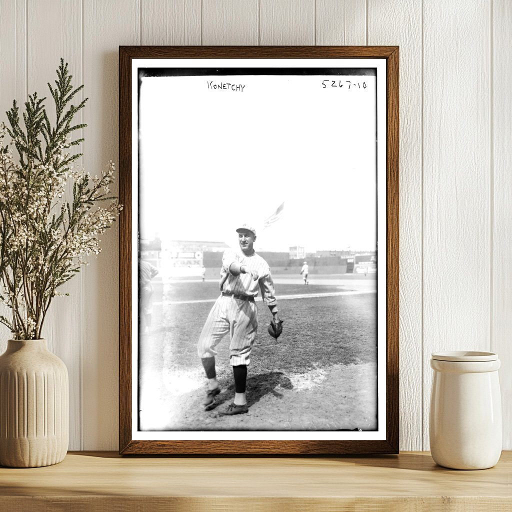 1920 Brooklyn NL Baseball Star First Baseman Action Shot