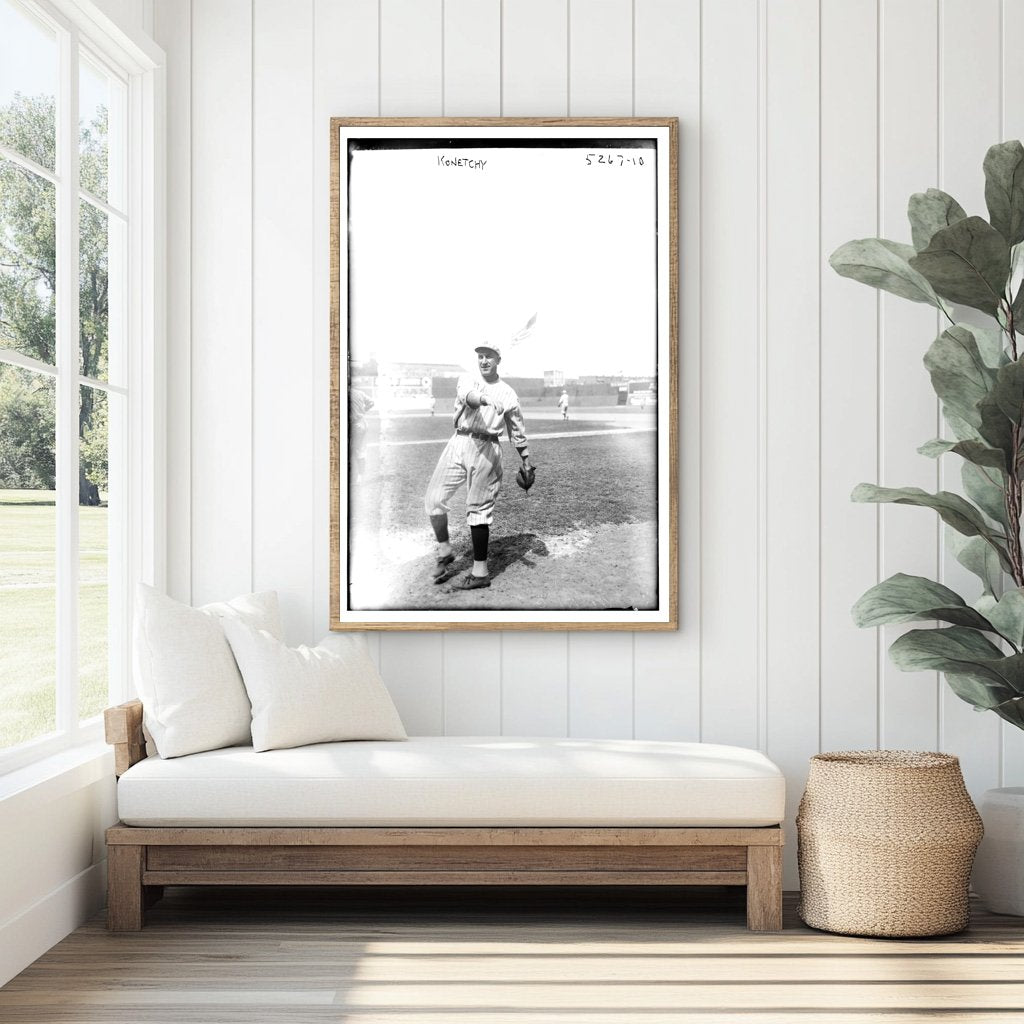 1920 Brooklyn NL Baseball Star First Baseman Action Shot