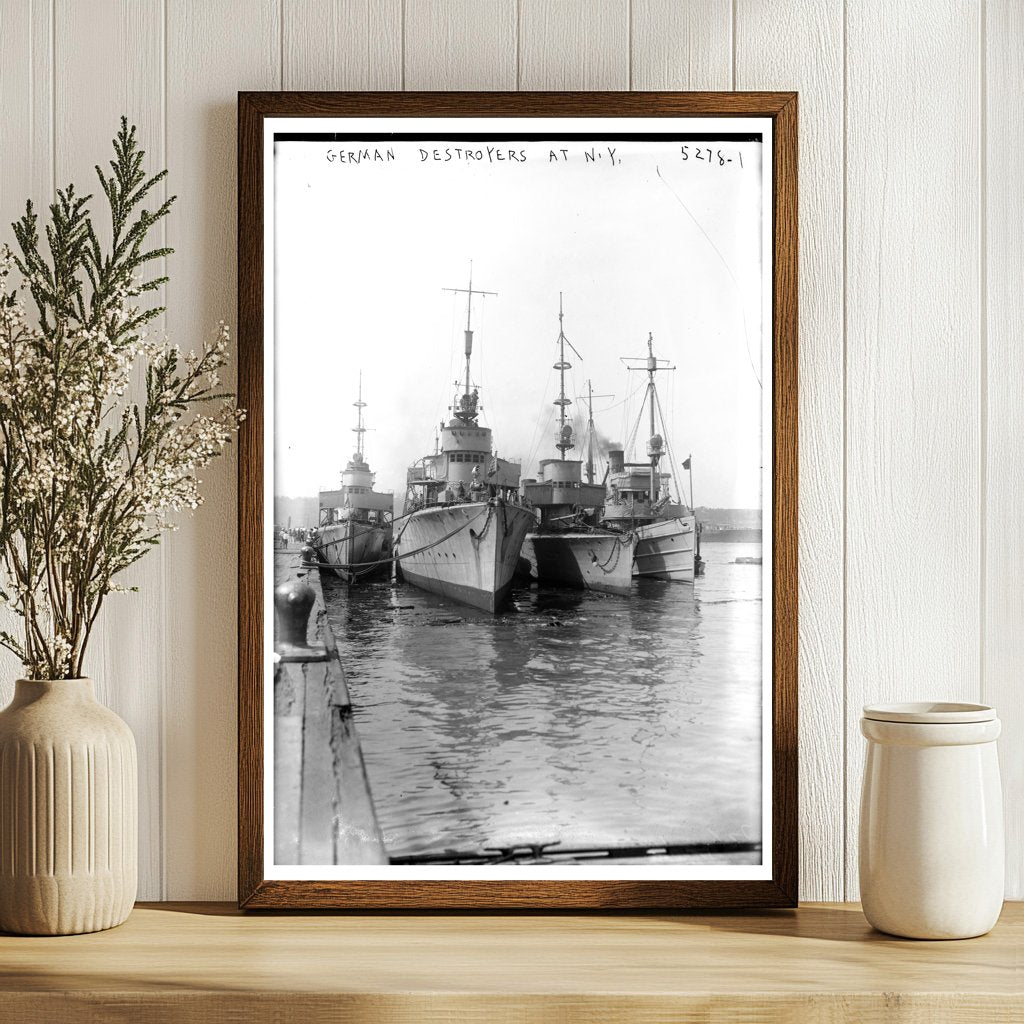 Historic German Destroyers Docked in New York, 1920