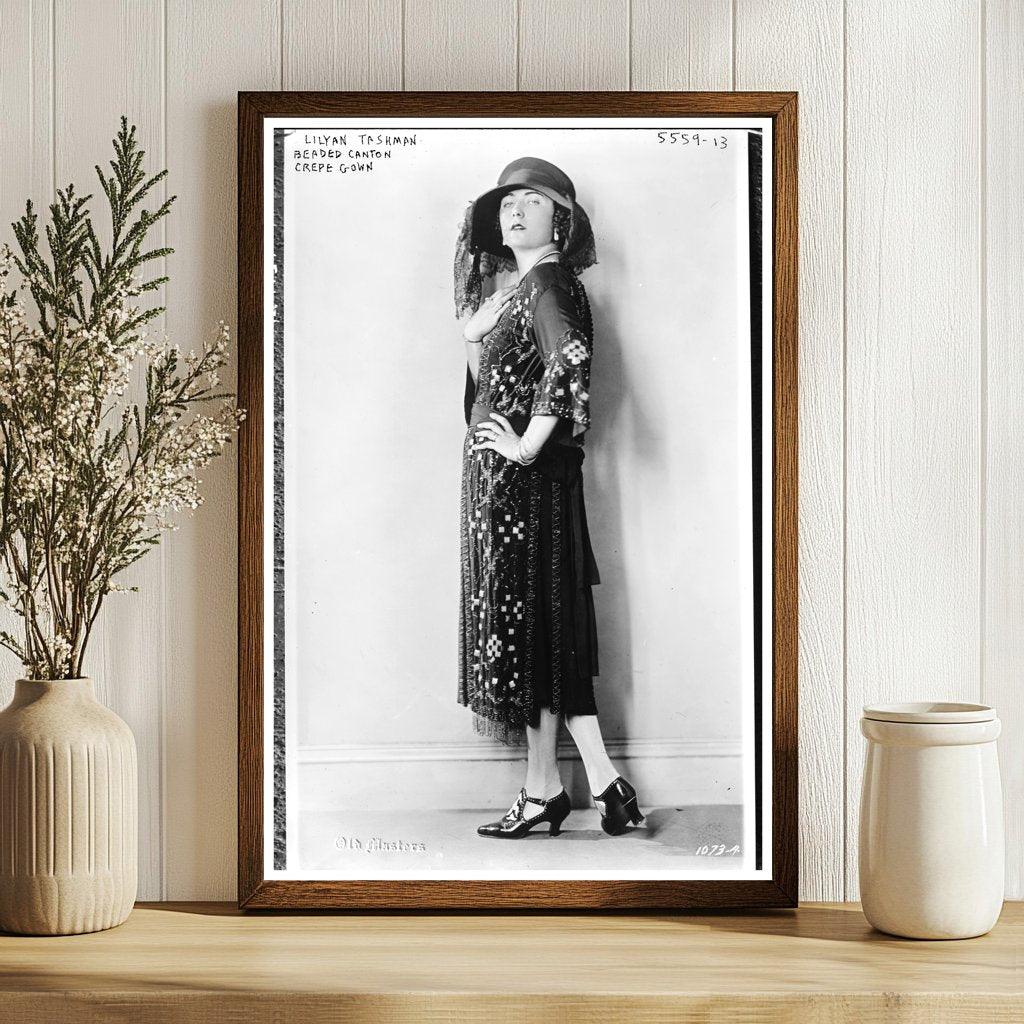 1920s Glamour: Beaded Canton Crepe Gown Elegance