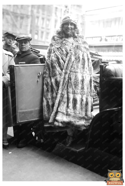 Elegant Individual in Luxurious Fur Coat, 1920s