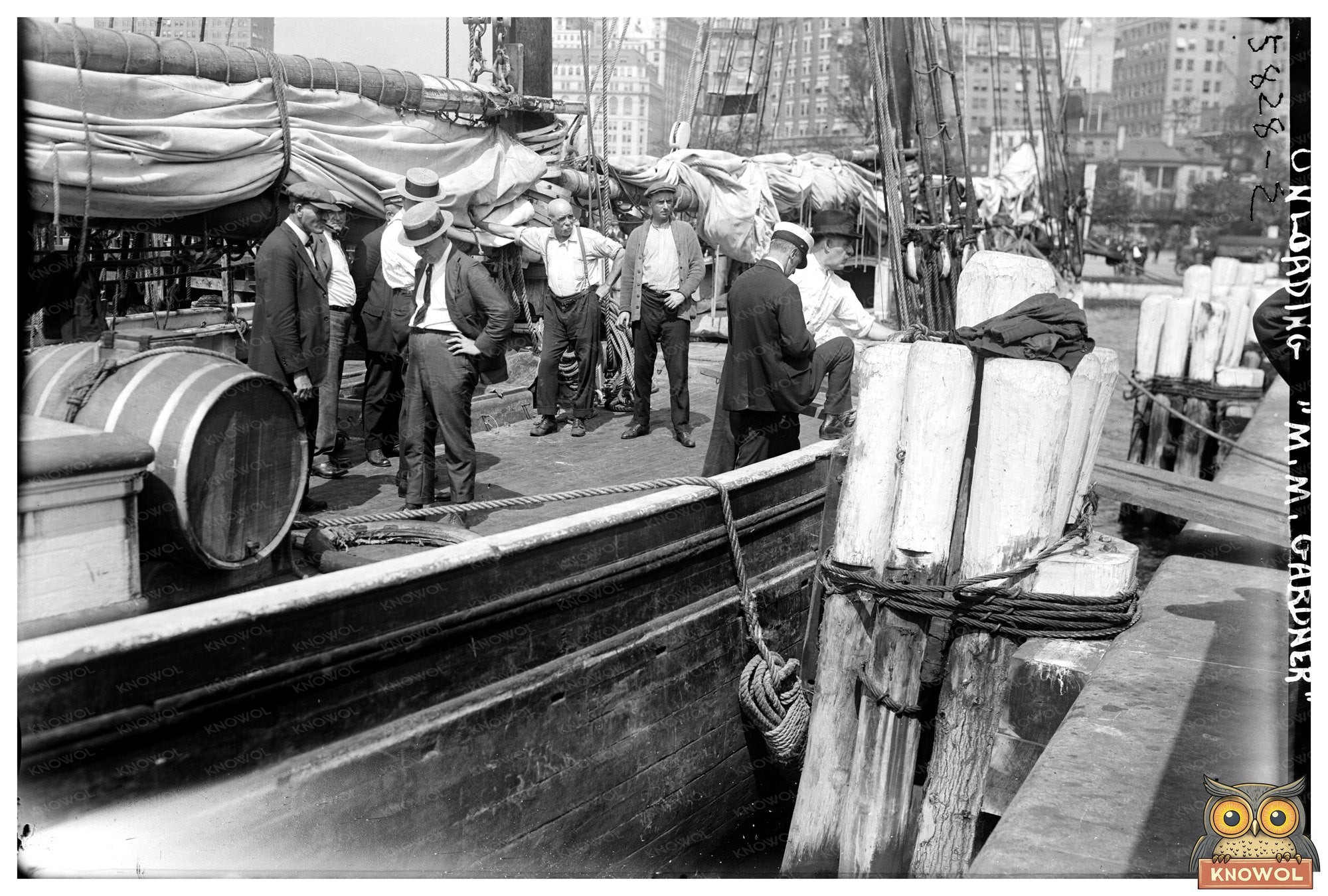 1920s Dockside Operations: Unloading Freight Scene