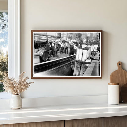 1920s Dockside Operations: Unloading Freight Scene