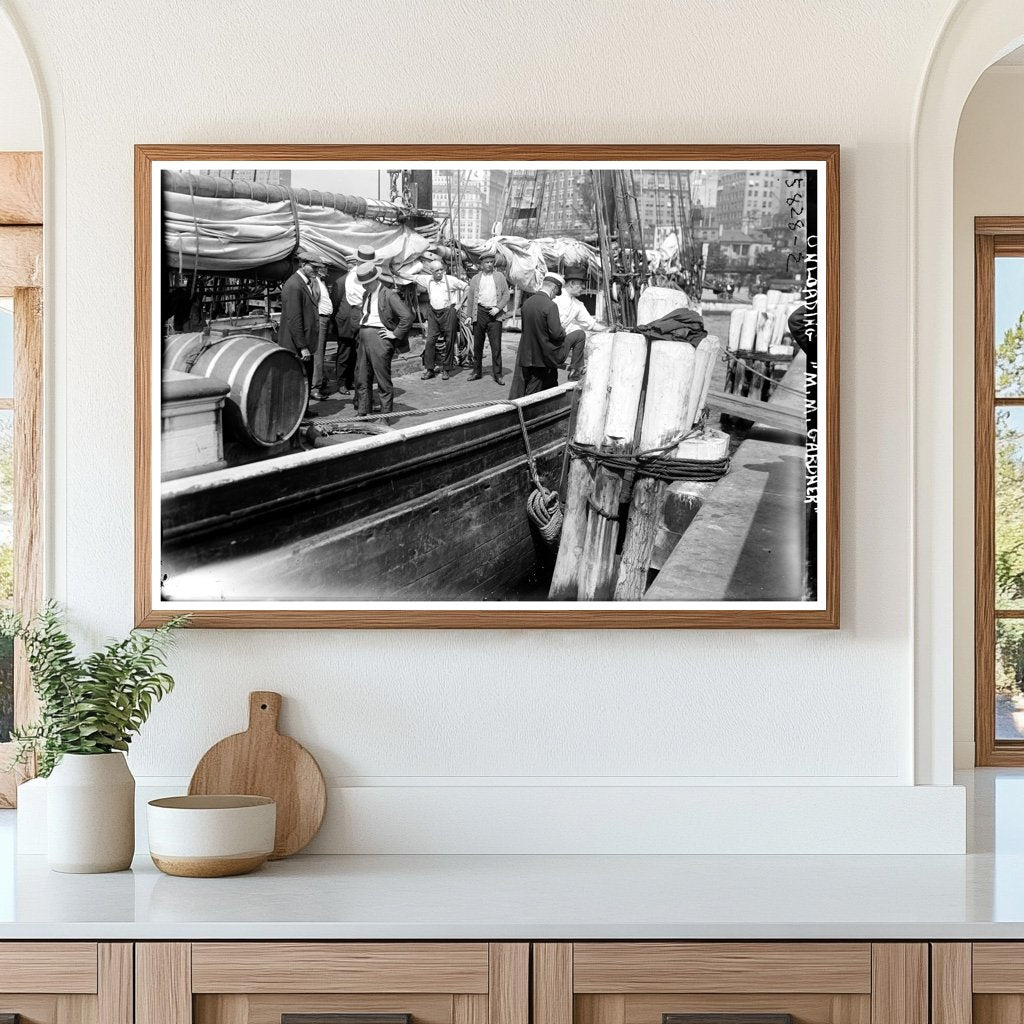 1920s Dockside Operations: Unloading Freight Scene