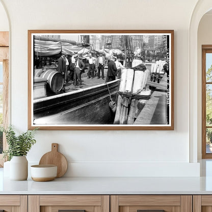 1920s Dockside Operations: Unloading Freight Scene