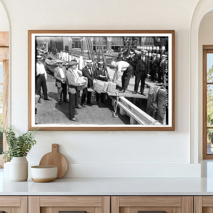 1920s Maritime Scene: Unloading Cargo at Dockside