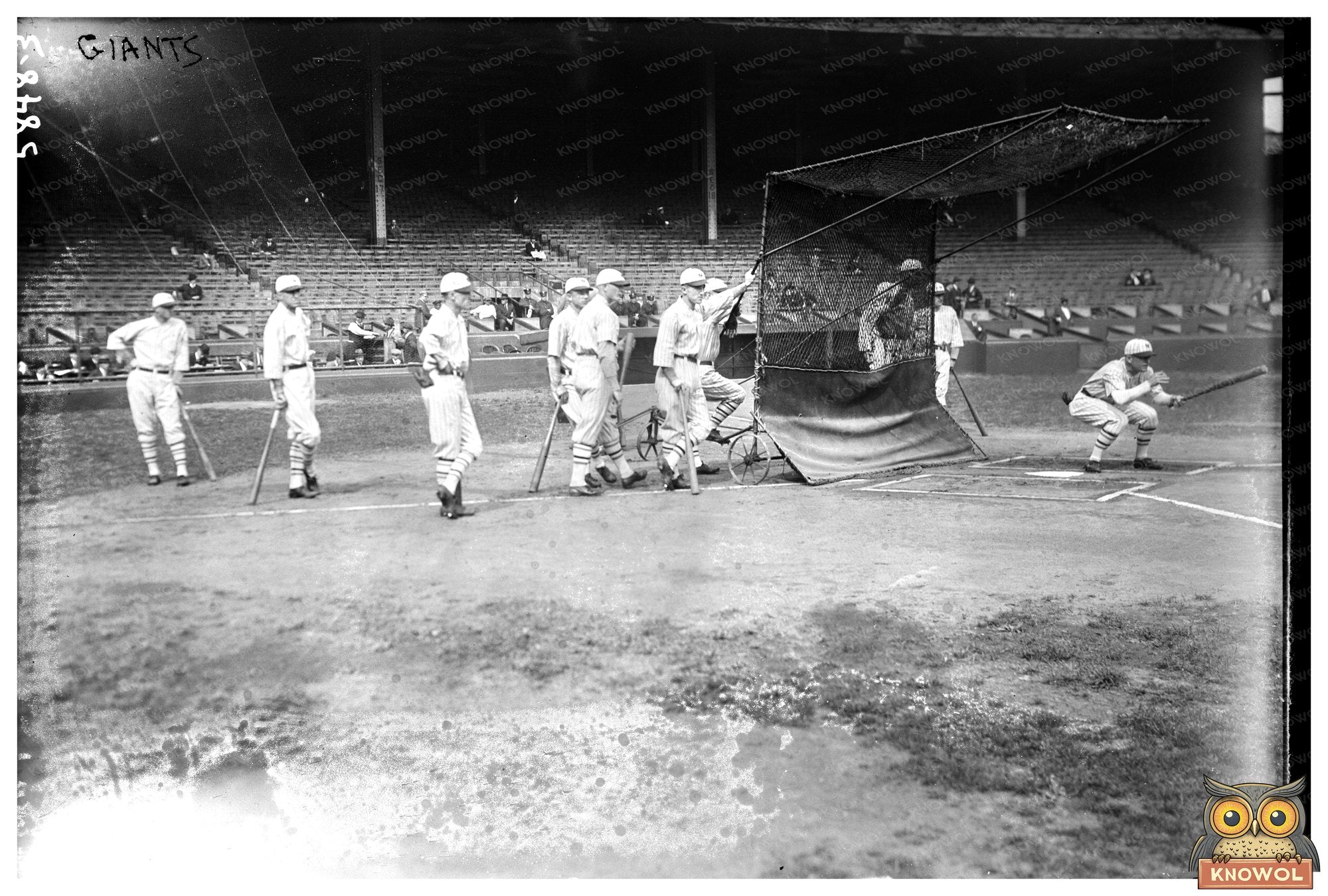1923 Vintage Giants at the Batting Cage: A Baseball Moment