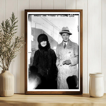 1922 Aristocratic Elegance: Marquis & Wife Portrait