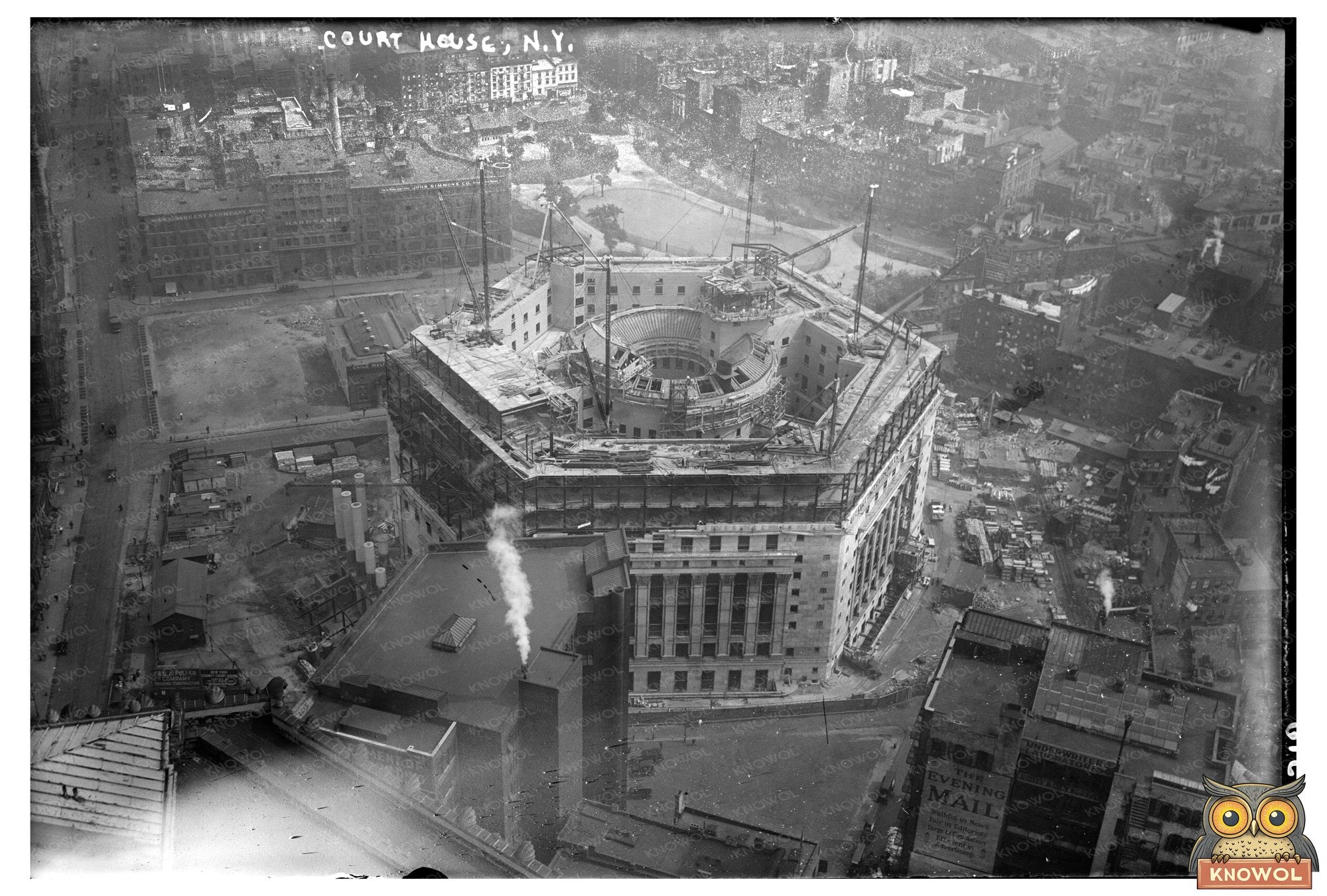 Timeless New York Courthouse in Vintage Glass Photo