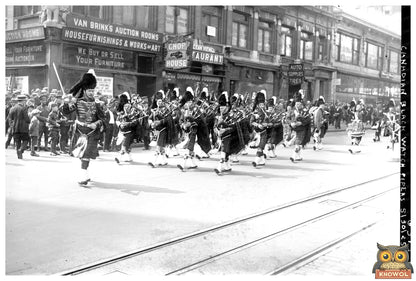 1925 Canadian Black Watch Pipers in Traditional Uniform