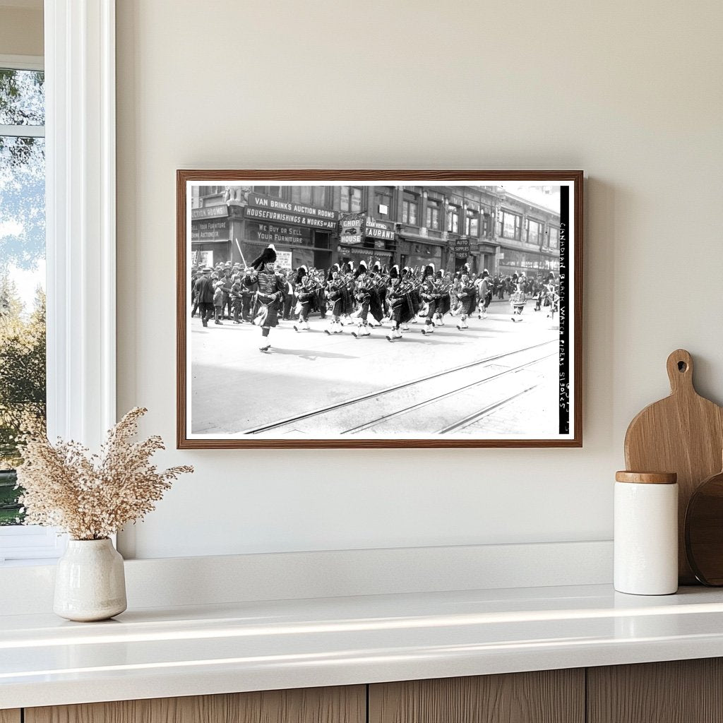 1925 Canadian Black Watch Pipers in Traditional Uniform