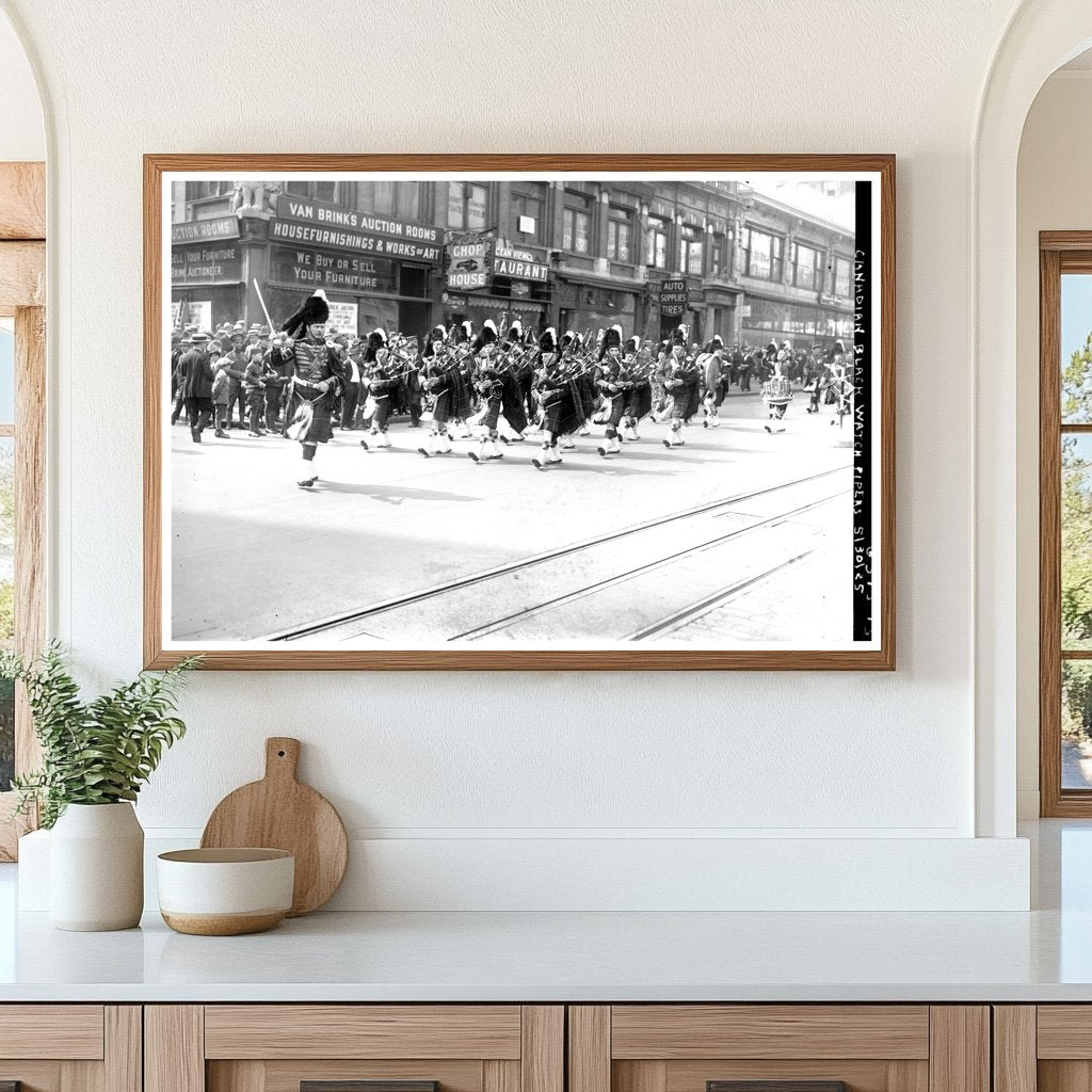 1925 Canadian Black Watch Pipers in Traditional Uniform