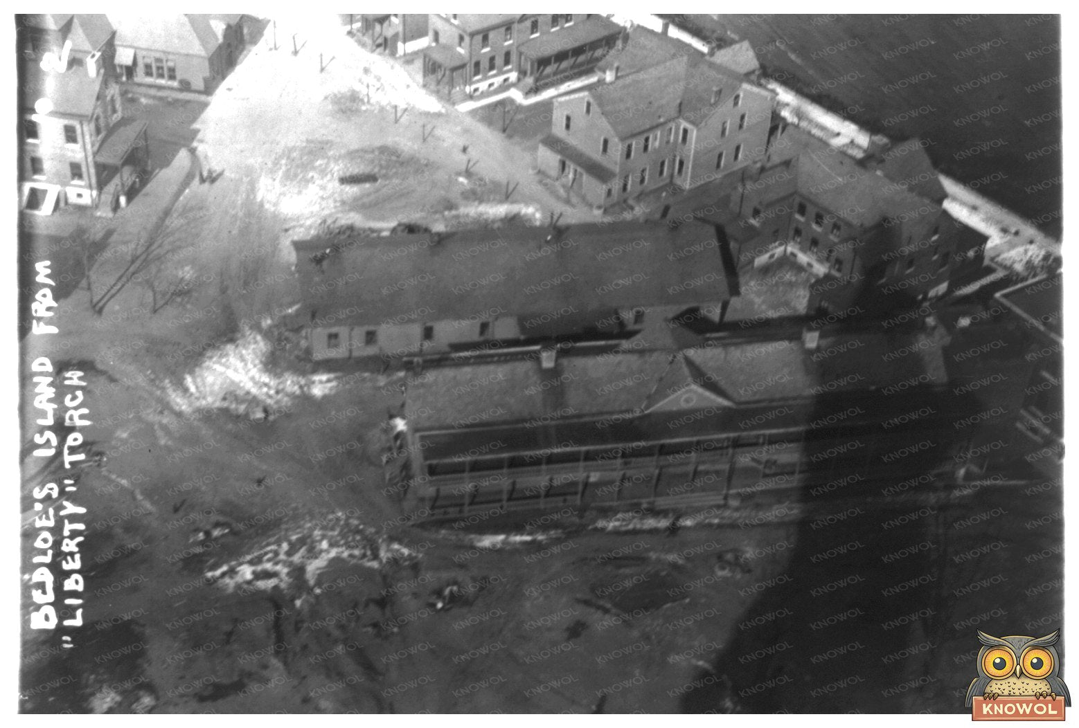 1920s Aerial View of Bedloes Island from Liberty Torch