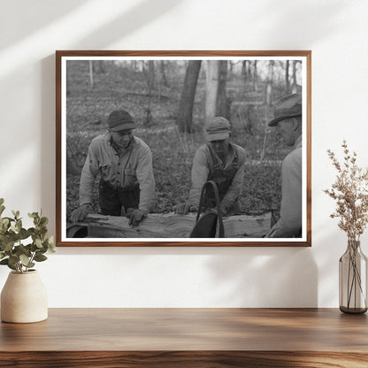 Farmers Sawing Wood for Fuel Mercer County Illinois 1936