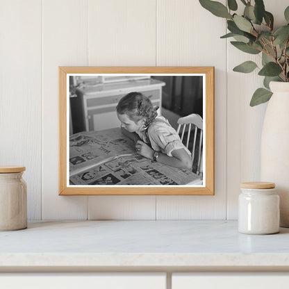 Rustans Daughter Reading Paper on Farm Iowa 1936