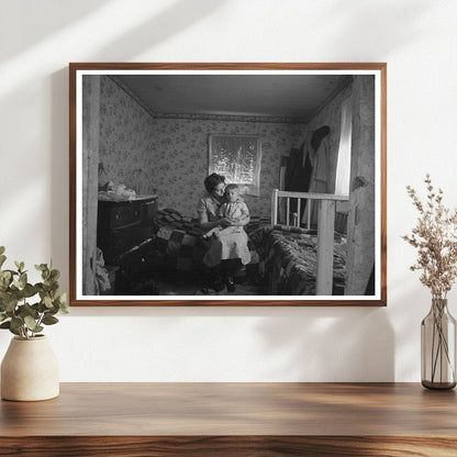 Mother and Child in Nissen Hut Iowa December 1936