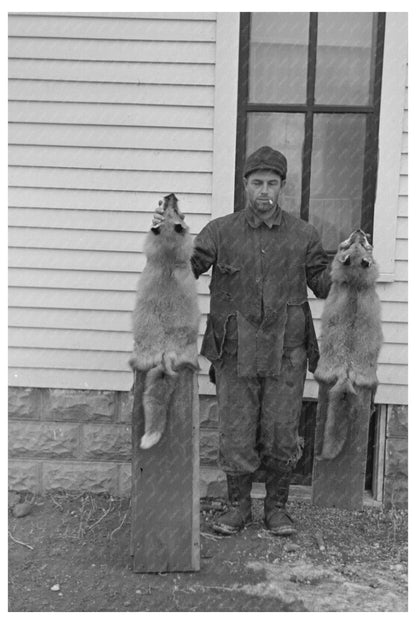 Farmer with Killed Foxes Estherville Iowa December 1936