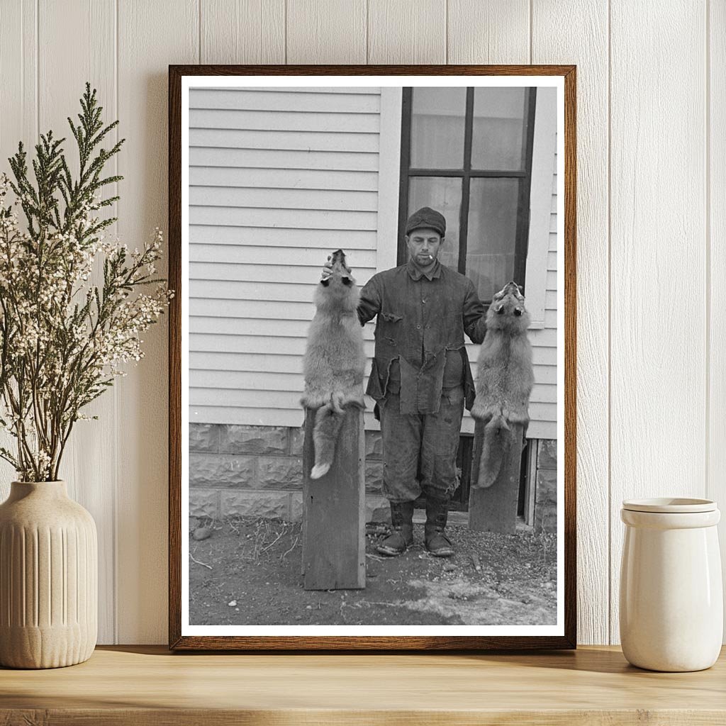 Farmer with Killed Foxes Estherville Iowa December 1936