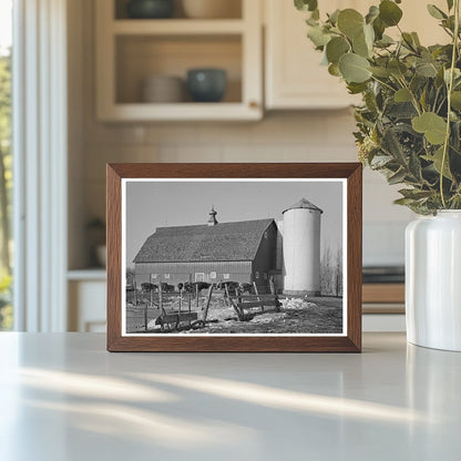 Farmyard Scene with Silo Barn and Cattle December 1936