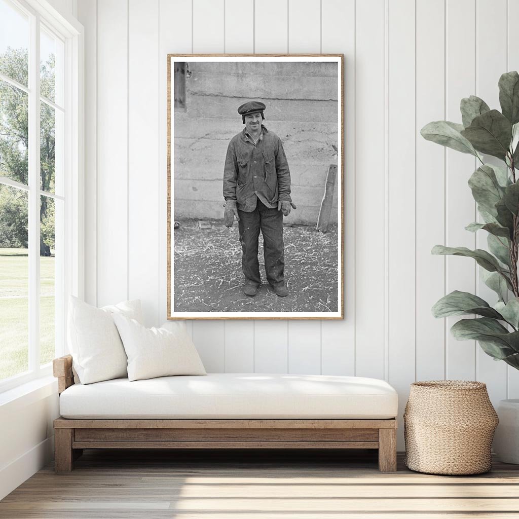 Farmer in Emmet County Iowa December 1936 Vintage Photo