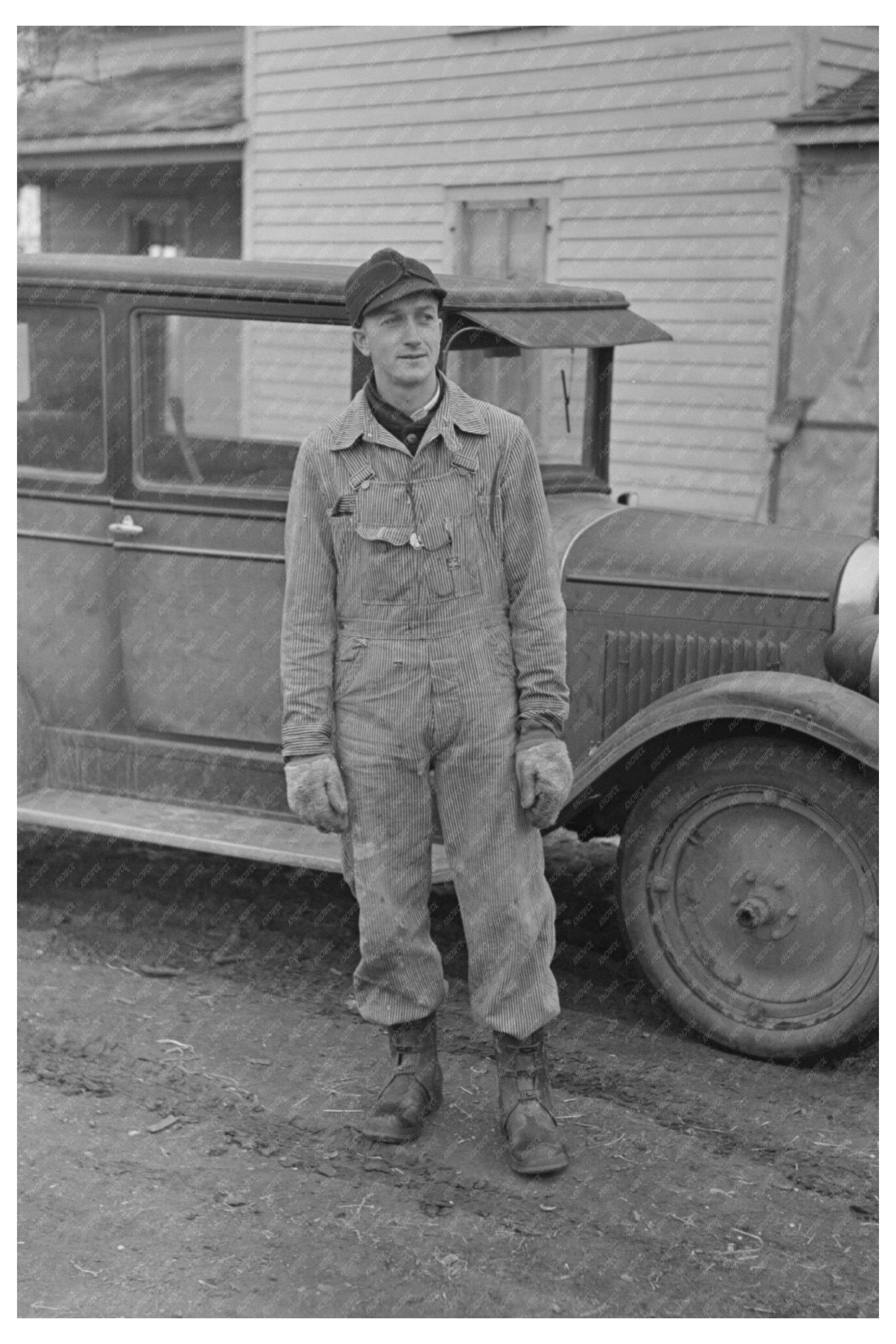 Ted Opsol on Lyle Askeland Farm Iowa December 1936