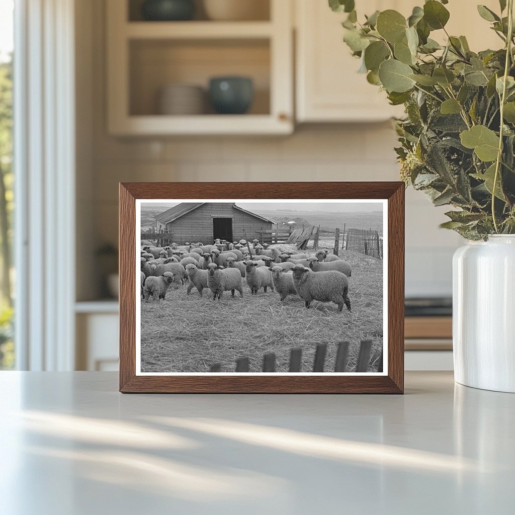 Sheep Grazing on Farm in Armstrong Iowa December 1936