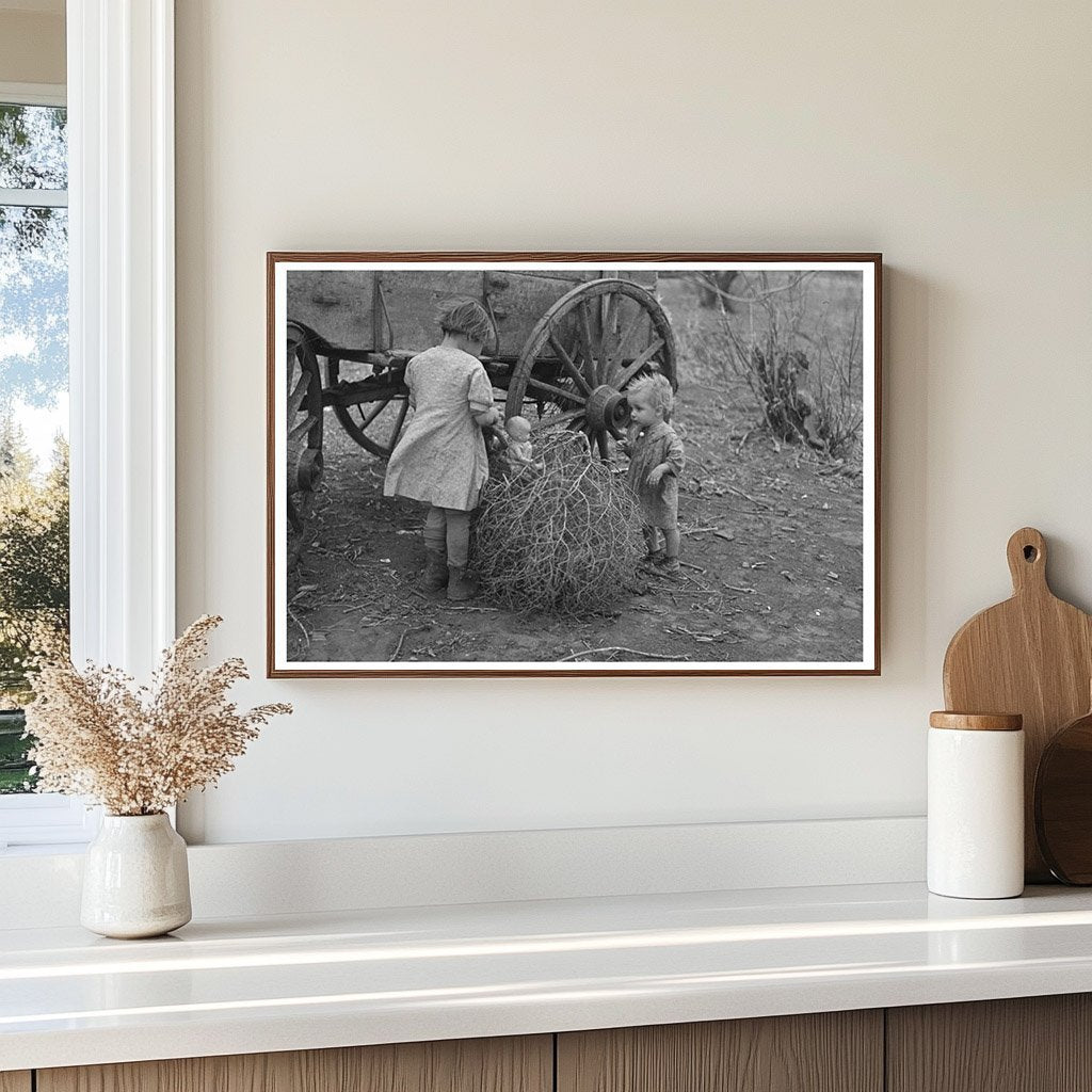 Children Playing with Dolls in Tumbleweeds Iowa 1936