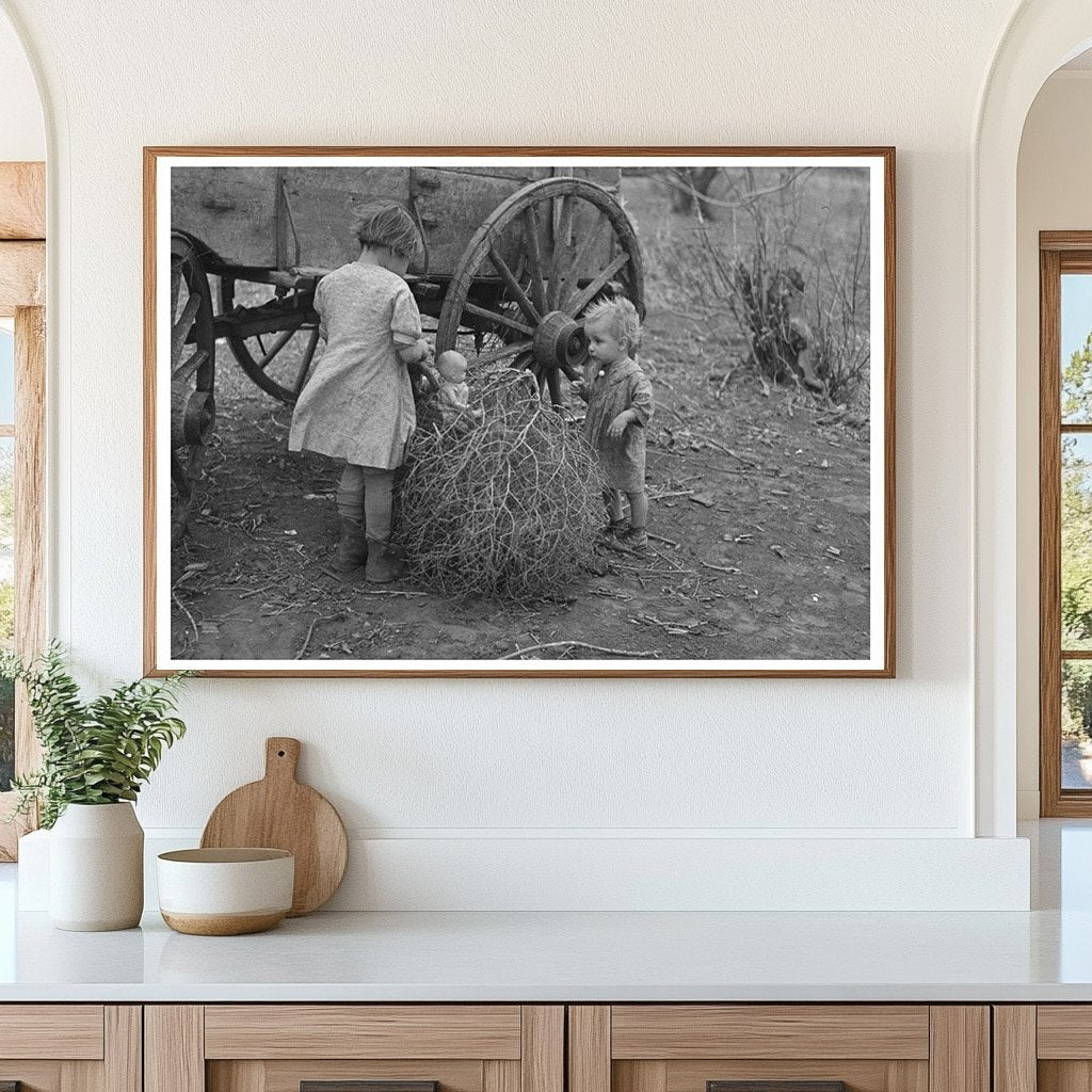 Children Playing with Dolls in Tumbleweeds Iowa 1936