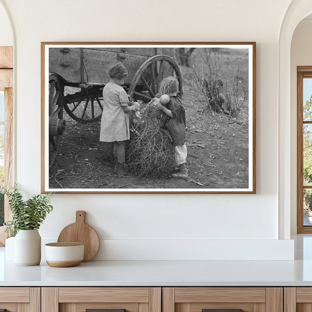 Children with Dolls in Tumbleweeds Smithland Iowa 1936