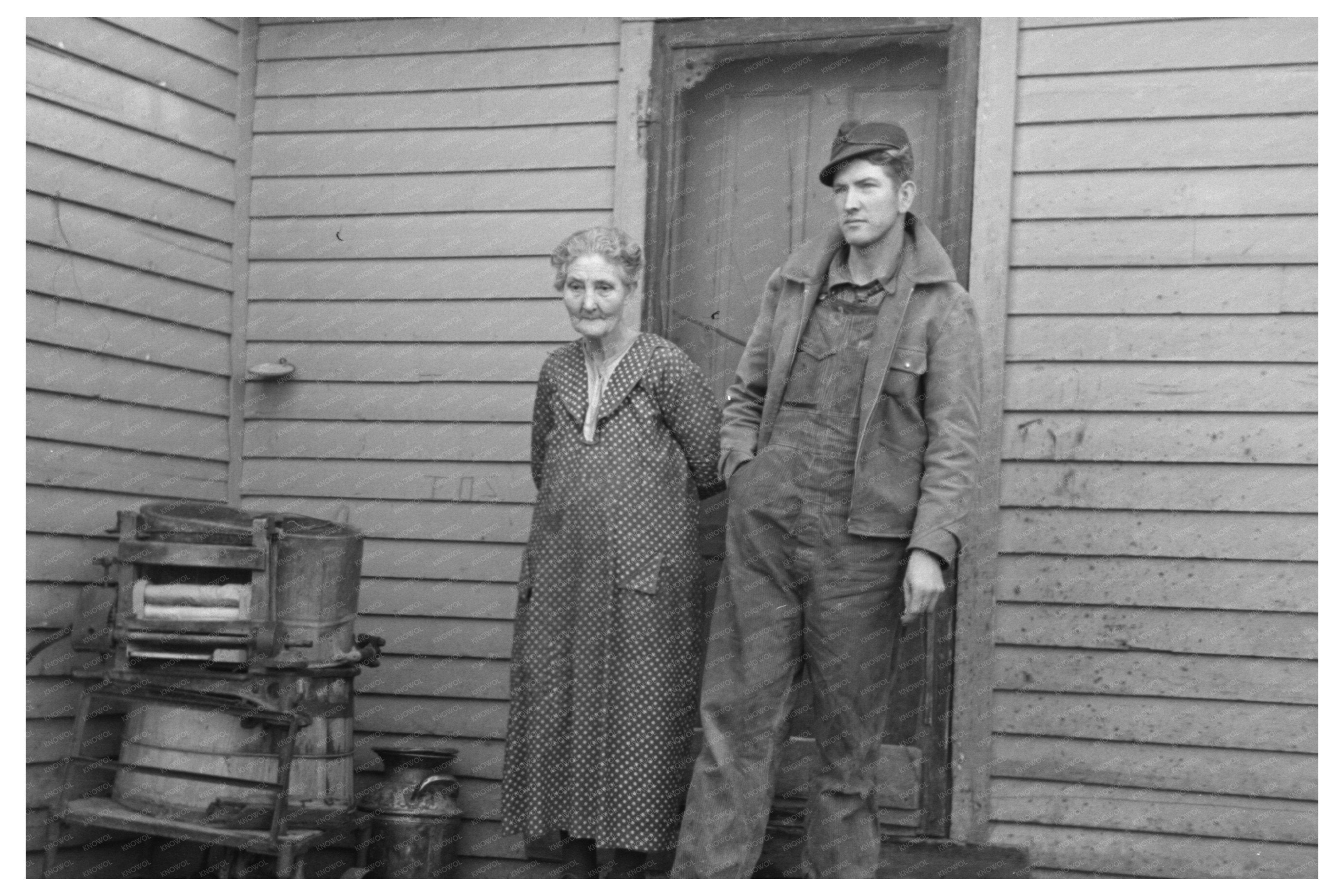 Mary Kelsheimer and Son on Iowa Farm December 1936