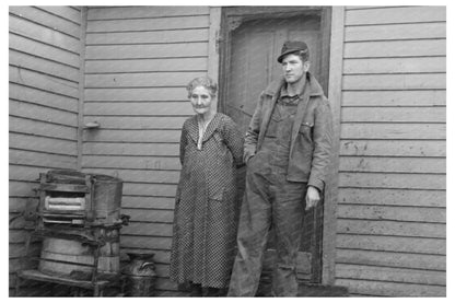 Mary Kelsheimer and Son on Iowa Farm December 1936