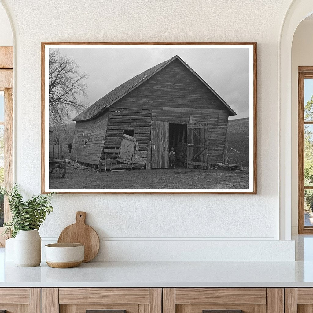 Corncrib on Frank Moodys Farm Iowa December 1936